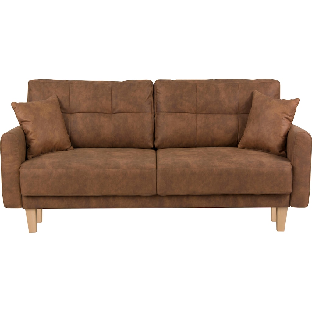 Home affaire 2-Sitzer »TRIPLO mit Wellenunterfederung Maße B/T/H: 165/100/89 cm« Sofa mit Steppung im Rückenbereich incl. Rückenkissen und Zierkissen