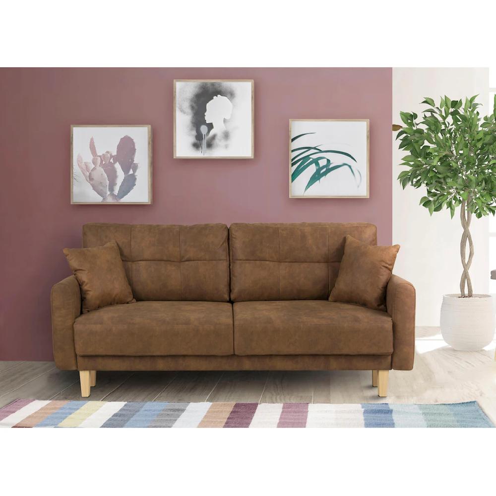 Home affaire 2-Sitzer »TRIPLO mit Wellenunterfederung Maße B/T/H: 165/100/89 cm« Sofa mit Steppung im Rückenbereich incl. Rückenkissen und Zierkissen 2025