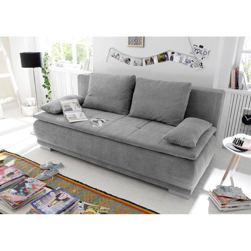 ED EXCITING DESIGN Schlafsofa »Luigi« mit Bettfunktion Bettkasten Rücken- und Armlehnkissen frei im Raum kaufen im Angebot