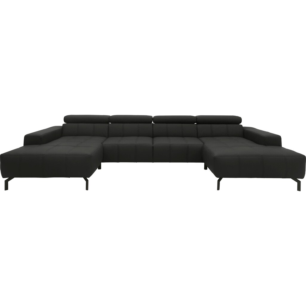 DOMO collection Wohnlandschaft »Cunelli U-Form« wahlweise inklusive Kopfteilverstellung und beidseitiger Recamiere kaufen