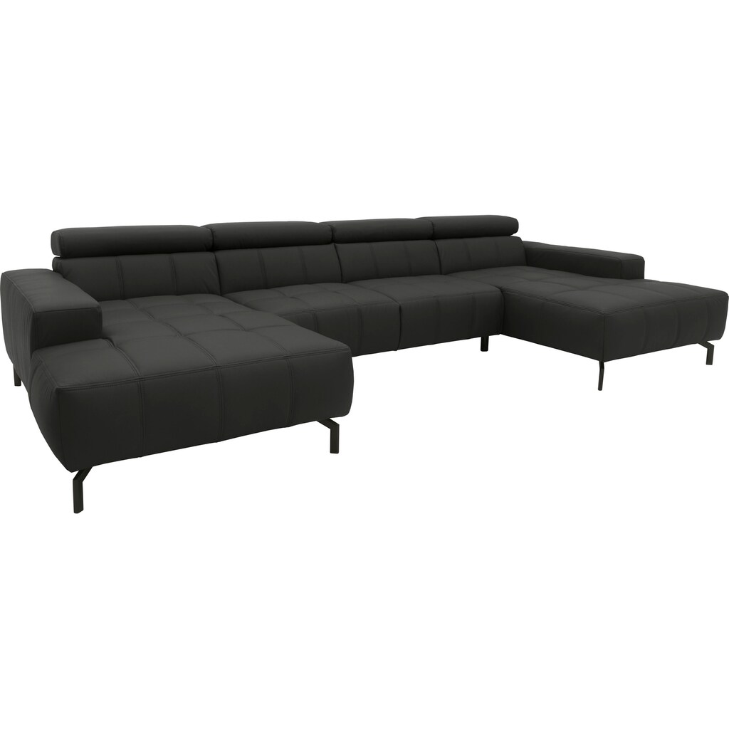 DOMO collection Wohnlandschaft »Cunelli U-Form« wahlweise inklusive Kopfteilverstellung und beidseitiger Recamiere kaufen Meist gekauft
