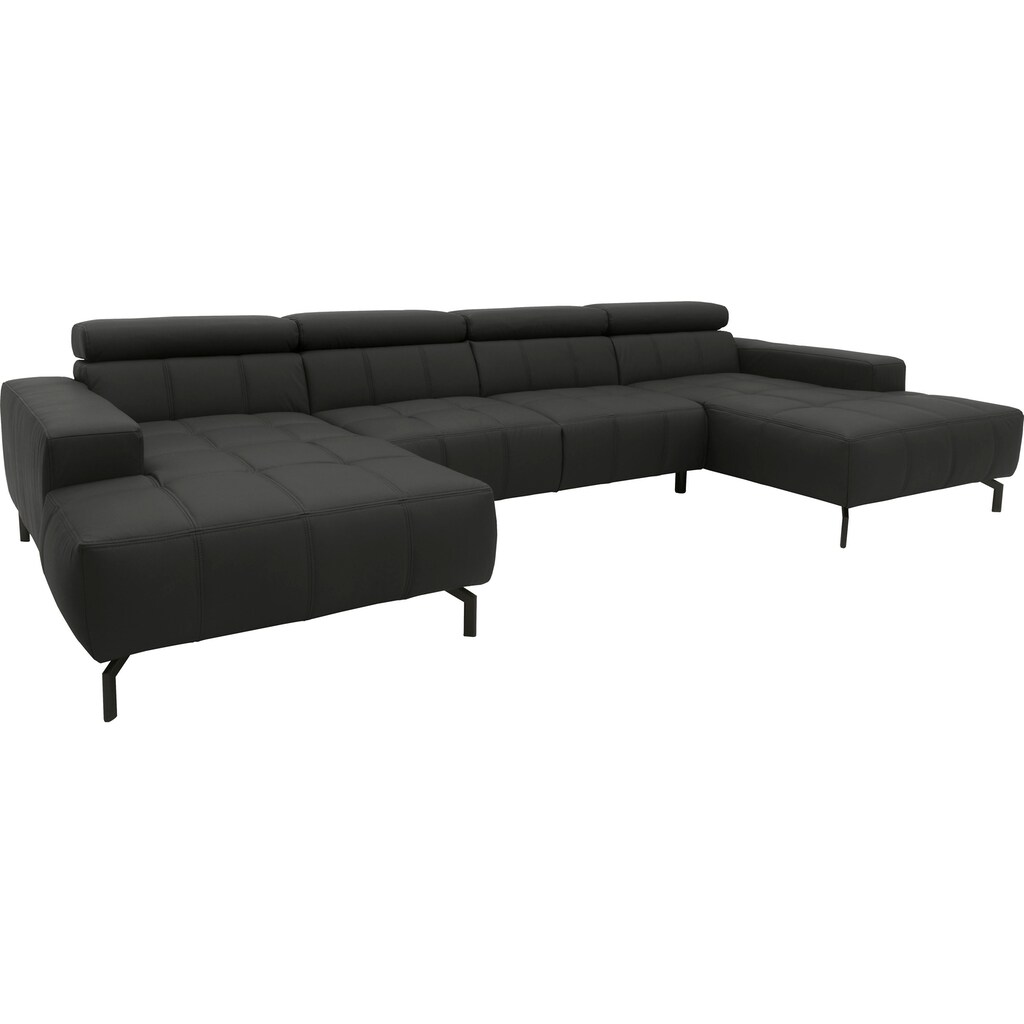 DOMO collection Wohnlandschaft »Cunelli U-Form« wahlweise inklusive Kopfteilverstellung und beidseitiger Recamiere kaufen Meist gekauft