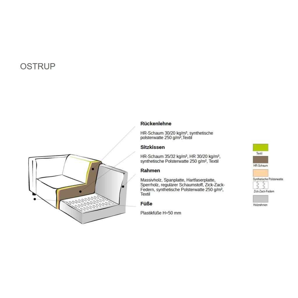 andas 2 5-Sitzer »Ostrup« schlichtes modernes Design in verschiedenen Farben kaufen Top Angebot