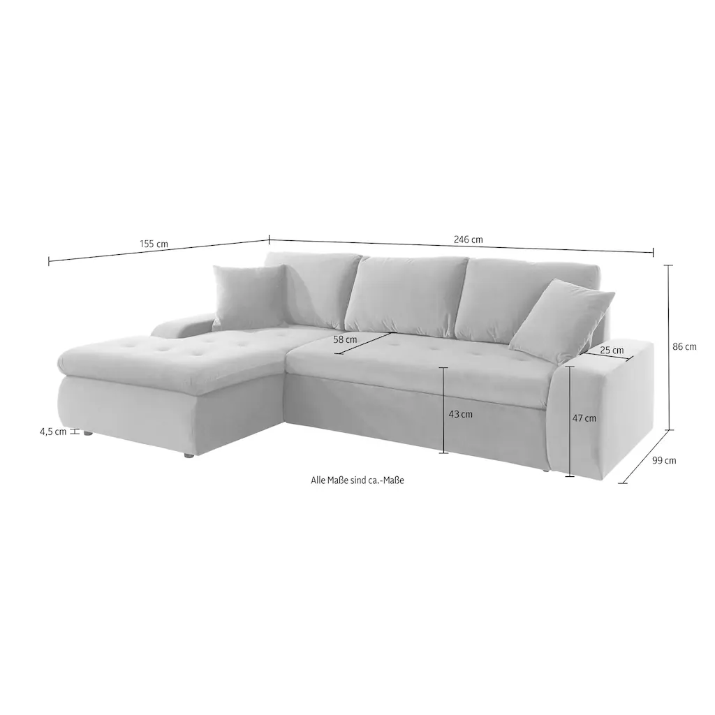 TRENDMANUFAKTUR Ecksofa mit Bettfunktion online kaufen Blitzangebot