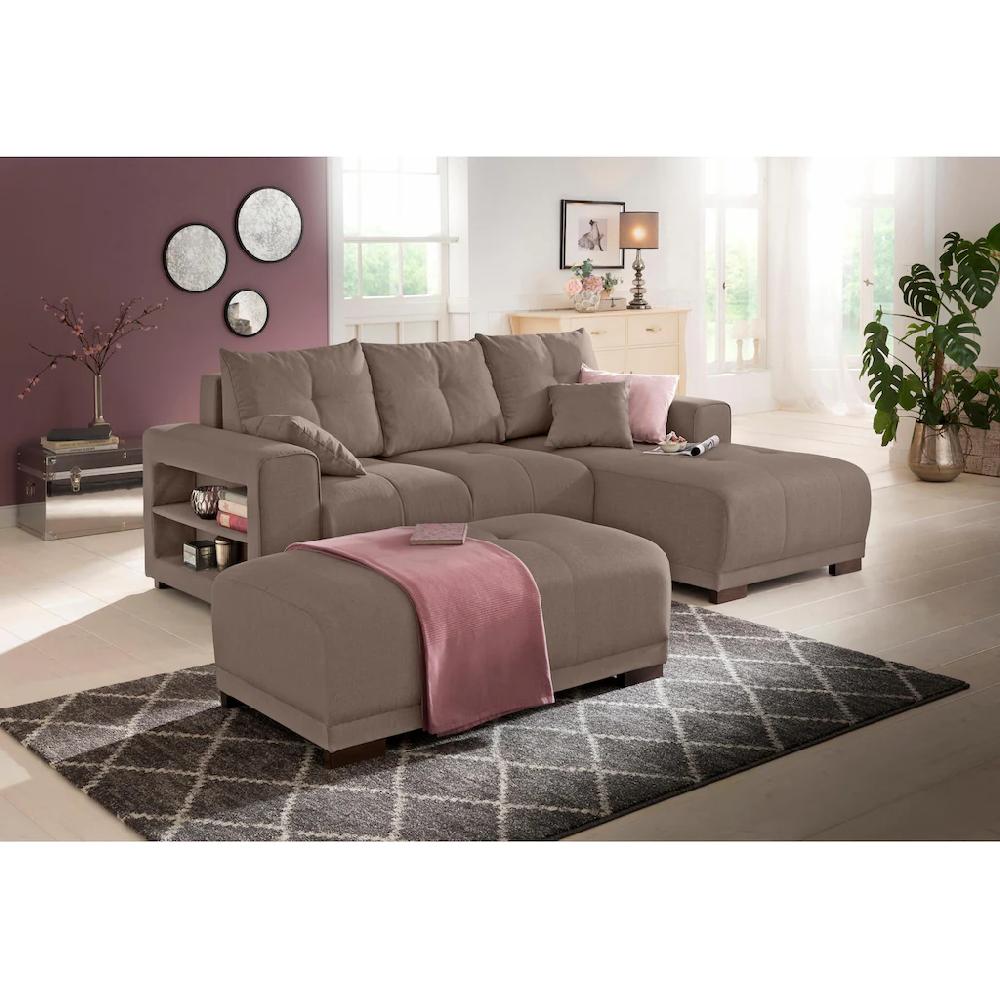 Home affaire Ecksofa »Viborg L-Form« mit Regal in der Armlehne wahlweise mit Bettfunktion kaufen Bis zu 60% Rabatt