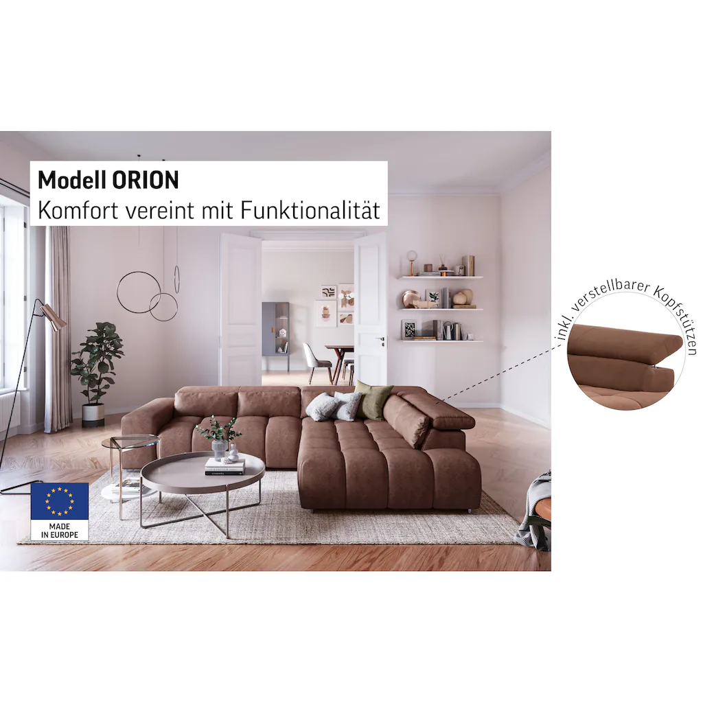 COTTA Ecksofa »Orion L-Form« mit Ottomane inklusive verstellbarer Kopfstützen und 5 Nierenkissen kaufen Kostenloser Versand international