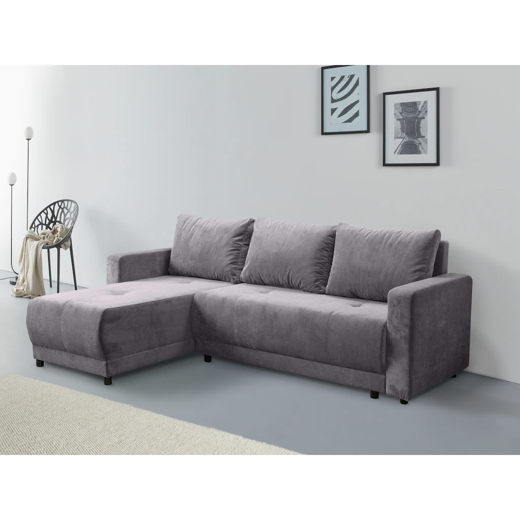INOSIGN Ecksofa »Navarra Schlafsofa 230cm m. Bettfunktion (115/200cm) und Bettkasten« Recamiere beidseitig montierbar in Cord kaufen