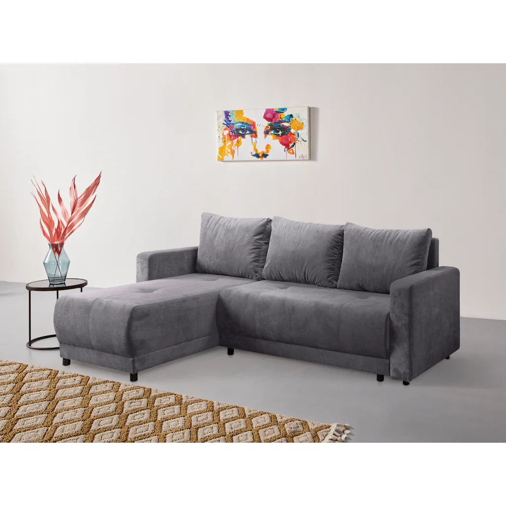 INOSIGN Ecksofa »Navarra Schlafsofa 230cm m. Bettfunktion (115/200cm) und Bettkasten« Recamiere beidseitig montierbar in Cord kaufen Online