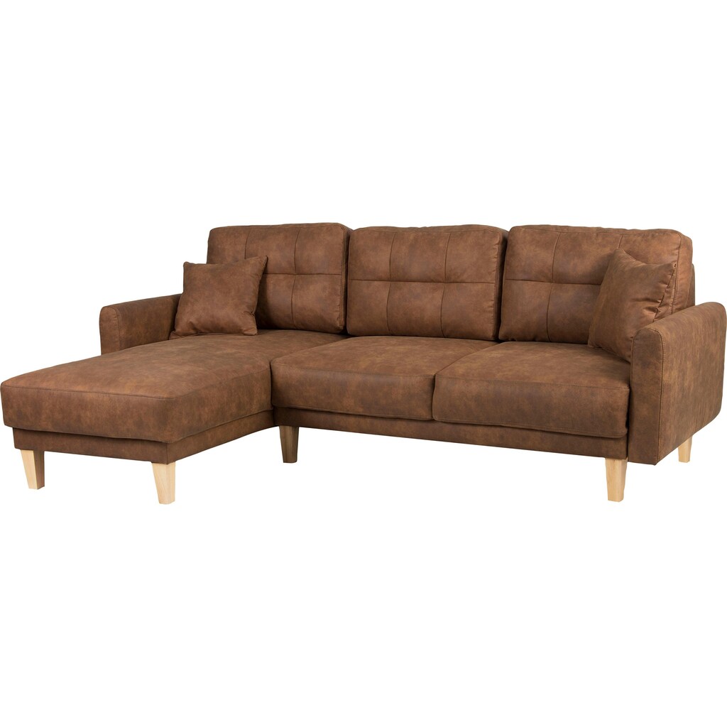 Home affaire Ecksofa »TRIPLO optionale Schlafsofa mit Bettkasten Maße B/T/H: 234/164/89 cm« L-Form wahlweise mit Bettfunktion - Liegefläche 132x210 cm Auslauf