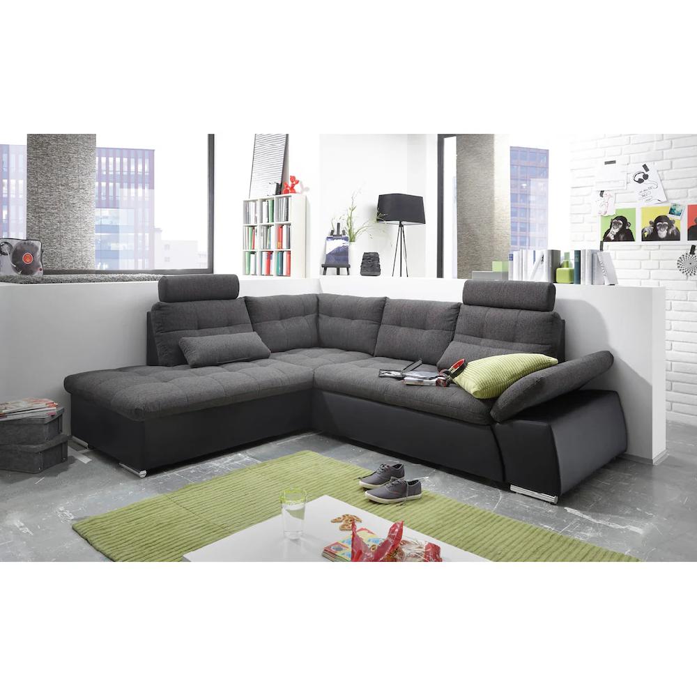 ED EXCITING DESIGN Ecksofa »Jakarta L-Form« mit Bettfunktion Kopfstützen Nierenkissen etc. kaufen Großer Ausverkauf