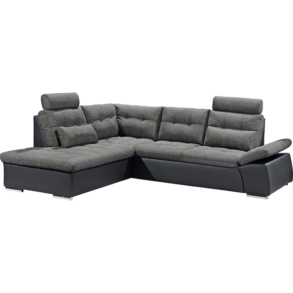 ED EXCITING DESIGN Ecksofa »Jakarta L-Form« mit Bettfunktion Kopfstützen Nierenkissen etc. kaufen Großer Ausverkauf
