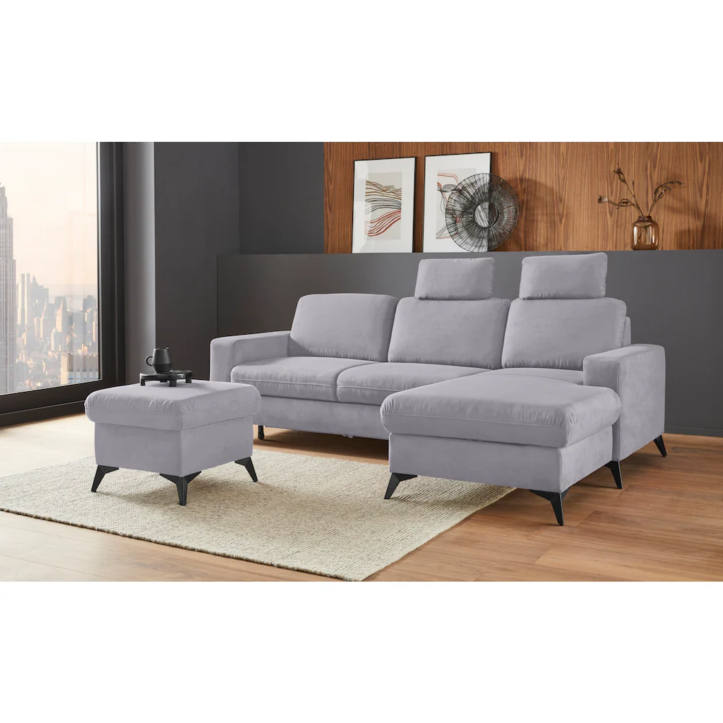 Places of Style Ecksofa »Lolland L-Form« Wahlweise mit Bettfunktion und Bettkasten Federkern kaufen Exklusivangebot