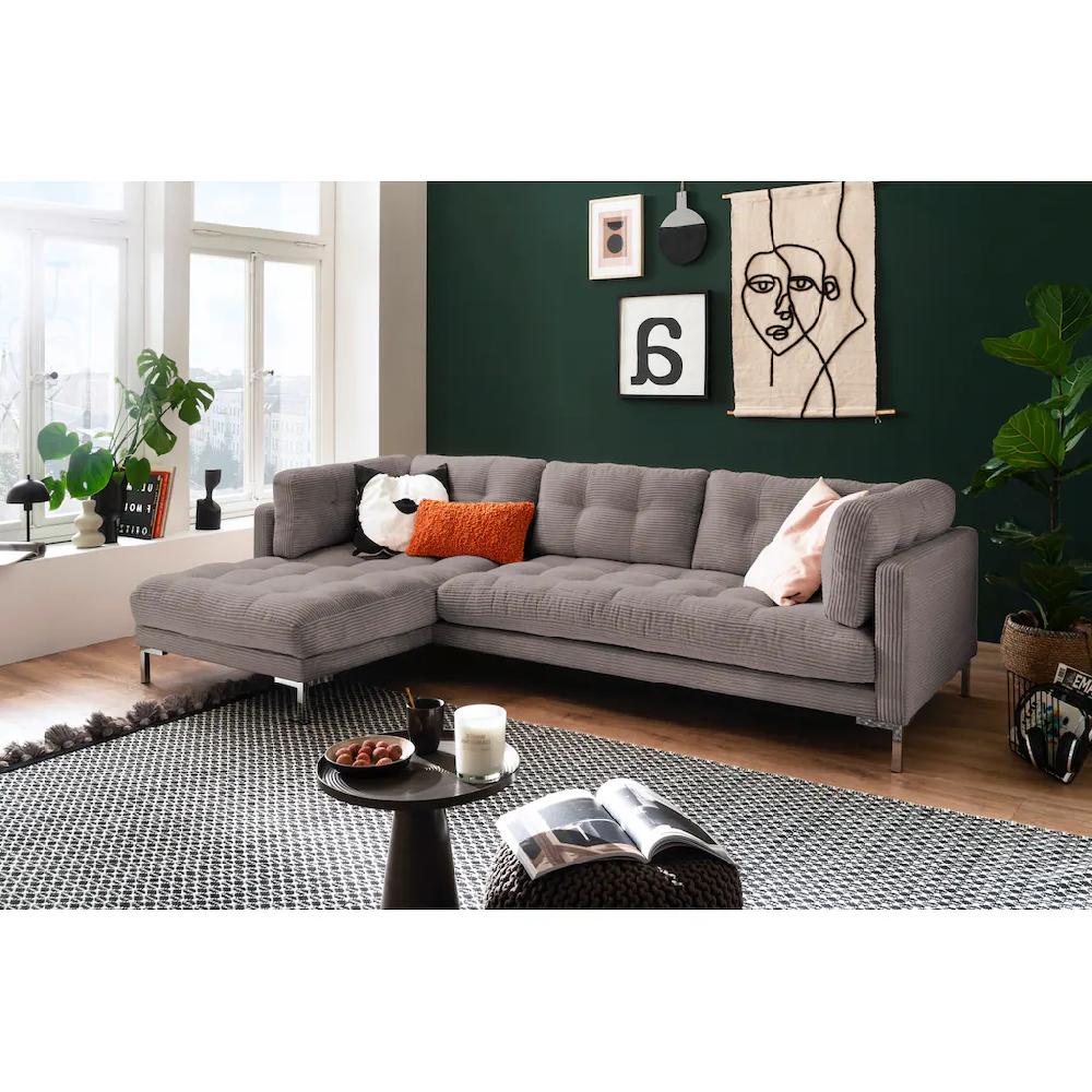 Trends by HG Ecksofa »Landau L-Form« in Cord-Stoff mit Metallfuß kaufen Neuheiten