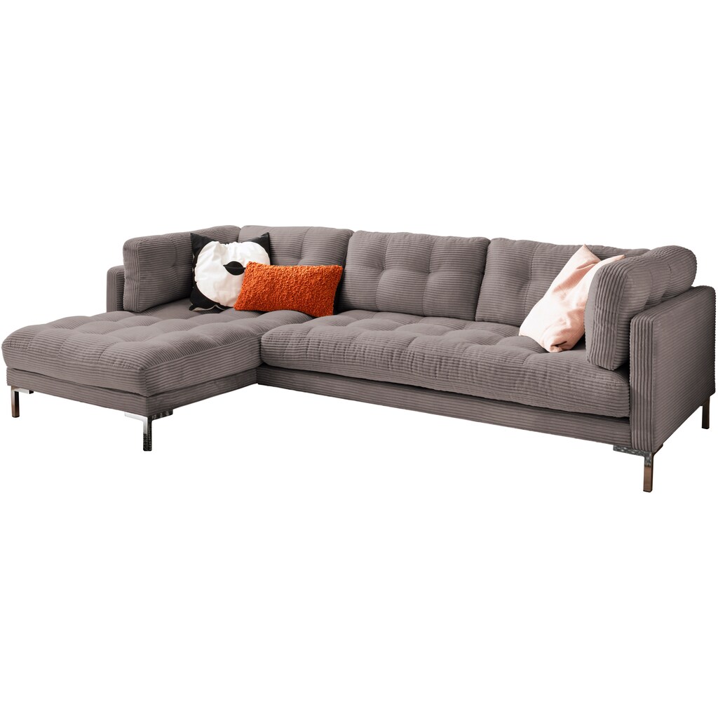 Trends by HG Ecksofa »Landau L-Form« in Cord-Stoff mit Metallfuß kaufen Neuheiten