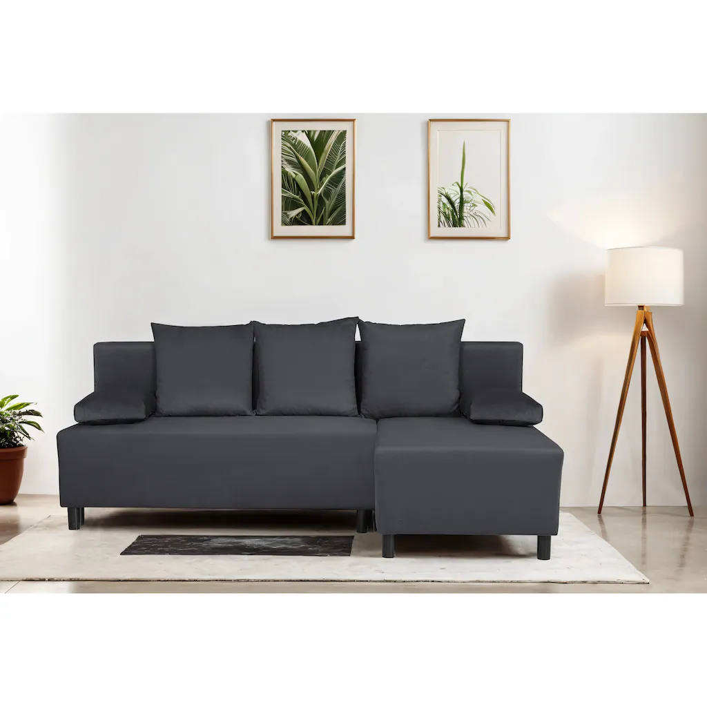 INOSIGN Ecksofa »IWALANI Schlafsofa mit Bettkasten Recamiere beidseitig montierbar« L-Form B/T/H 199/135/83 cm Struktur weich & Velvet VIP-Rabatte