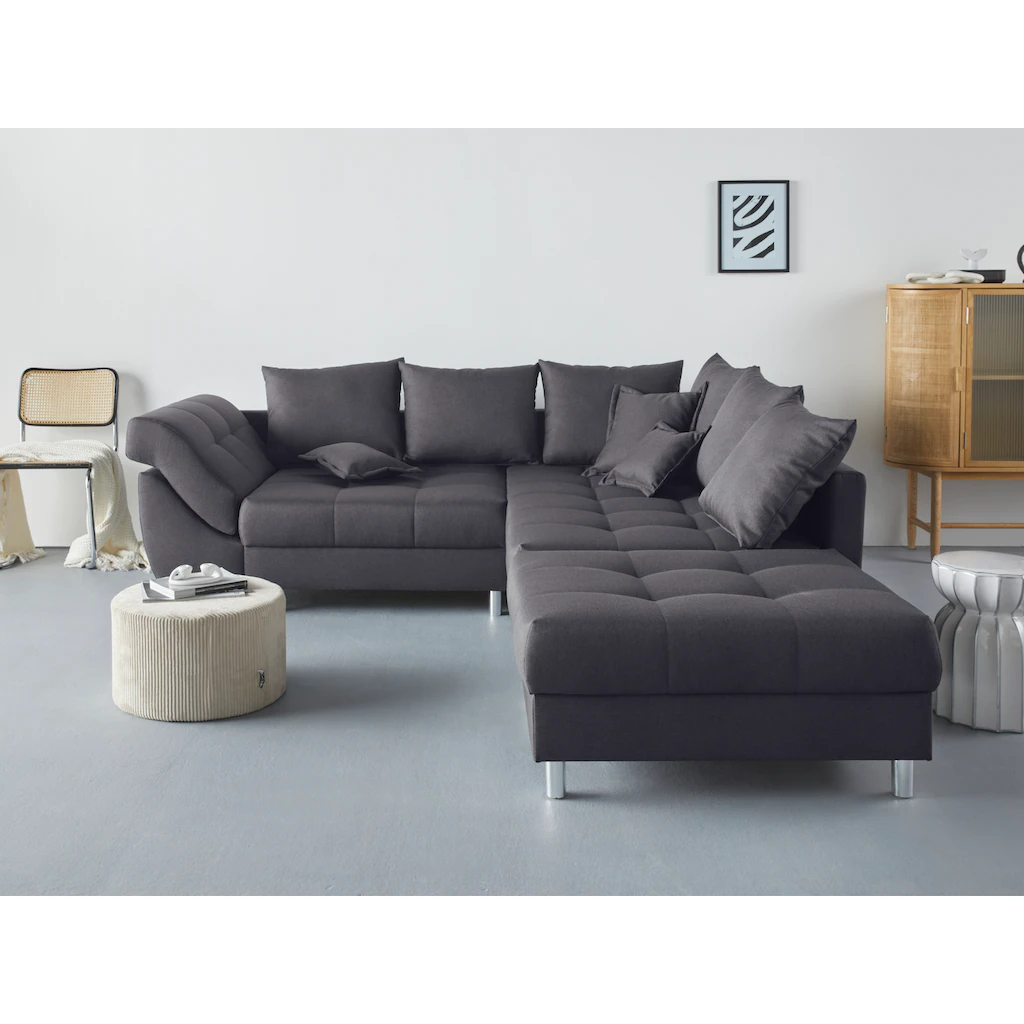COLLECTION AB Polstergarnitur »Innsbruck« (Spar-Set) Ecksofa und Hocker Recamiere links oder rechts montierbar Letzte 3 Tage