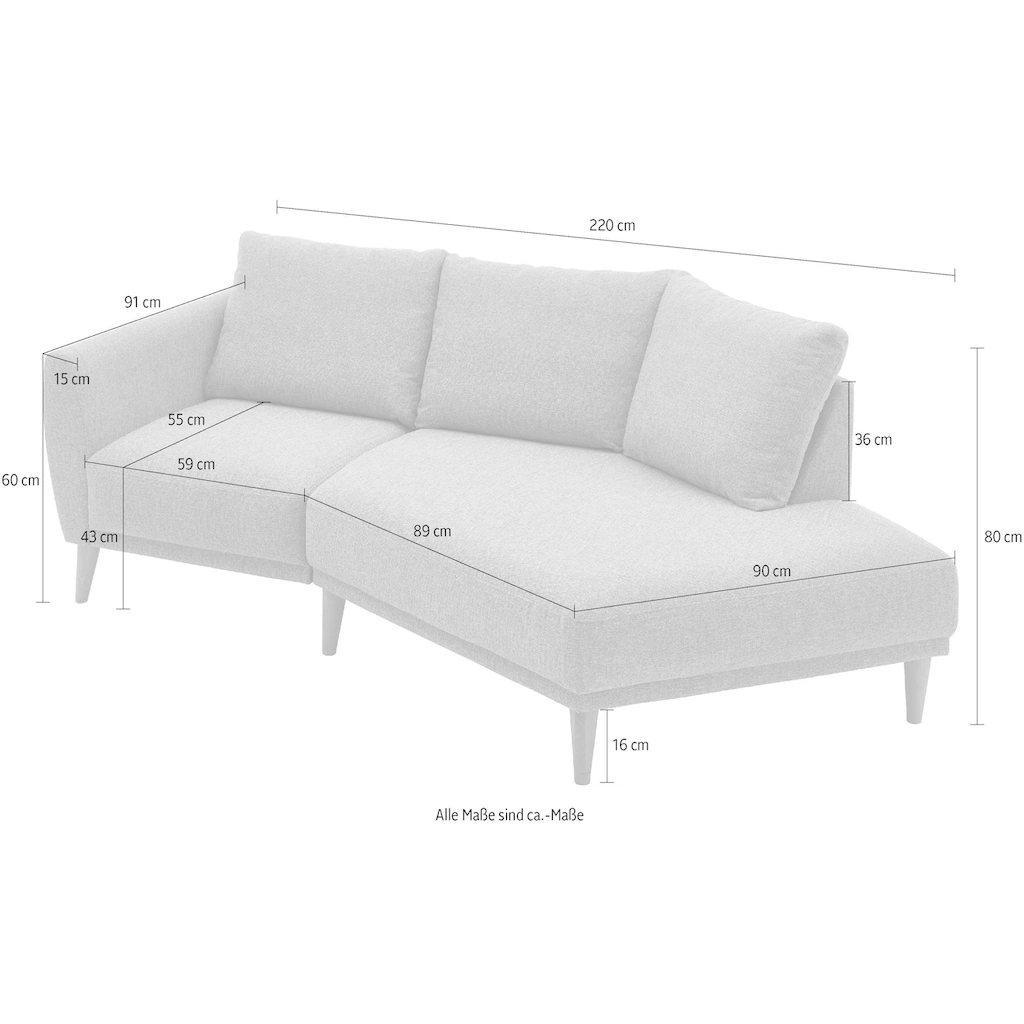 ATLANTIC home collection 2 5-Sitzer »Elvis« Polsterecke mit offenem Ende im skandinavischen Stil Massivholzfüße kaufen Zeitbegrenzte Promotion