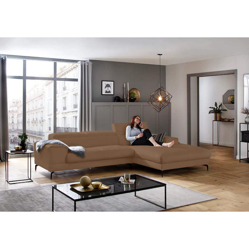 W.SCHILLIG Ecksofa »piedroo Designsofa mit tollem Sitzkomfort L-Form« Kopfteilverstellung wahlweise mit Sitztiefenverstellung Breite 303cm kaufen Kostenloser Versand international