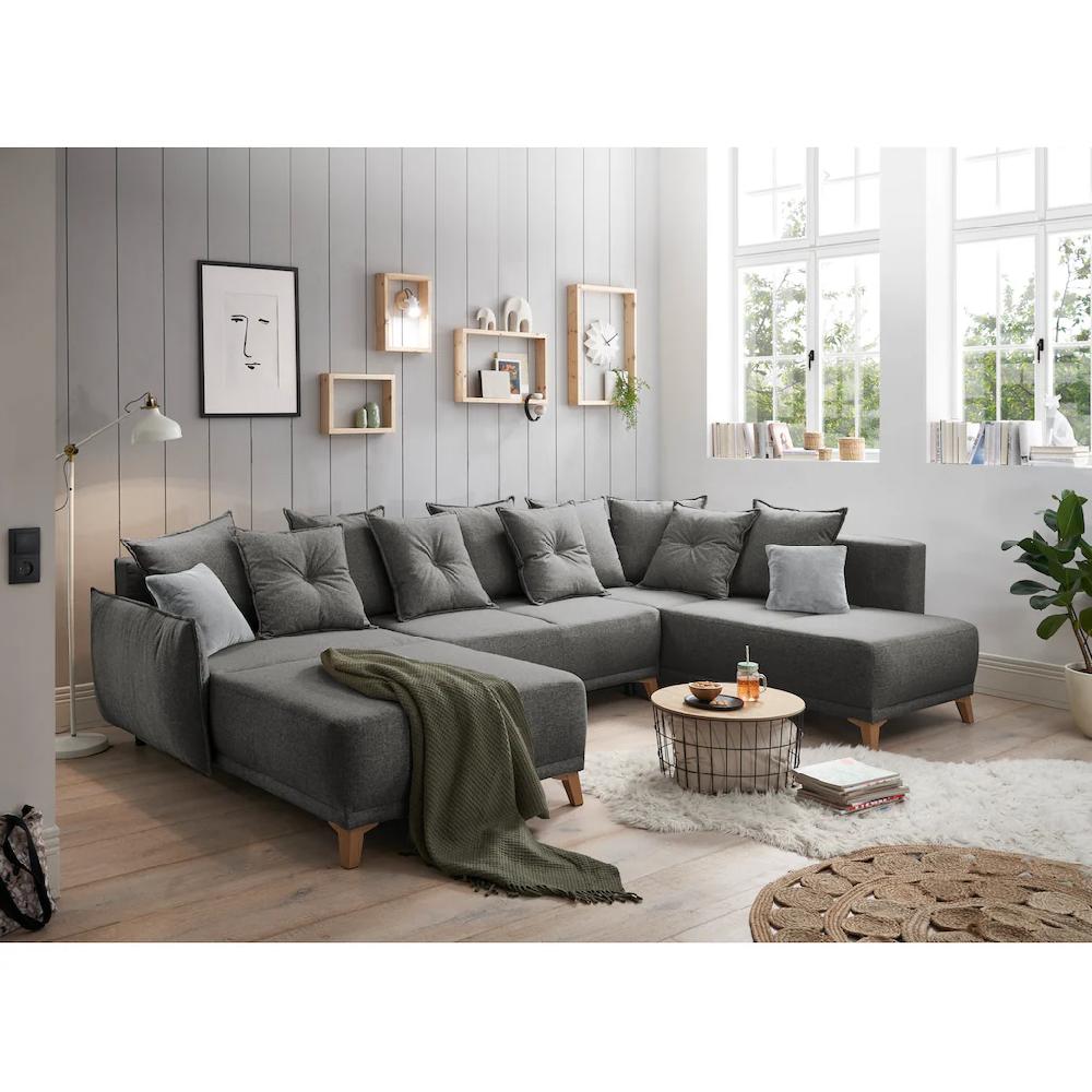 ED EXCITING DESIGN Wohnlandschaft »Pamplona U-Form« mit Bettfunktion Bettkasten Rücken- und Zierkissen frei im Raum kaufen