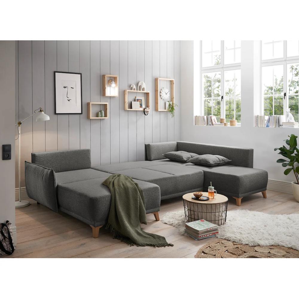 ED EXCITING DESIGN Wohnlandschaft »Pamplona U-Form« mit Bettfunktion Bettkasten Rücken- und Zierkissen frei im Raum kaufen Kostenloser Versand