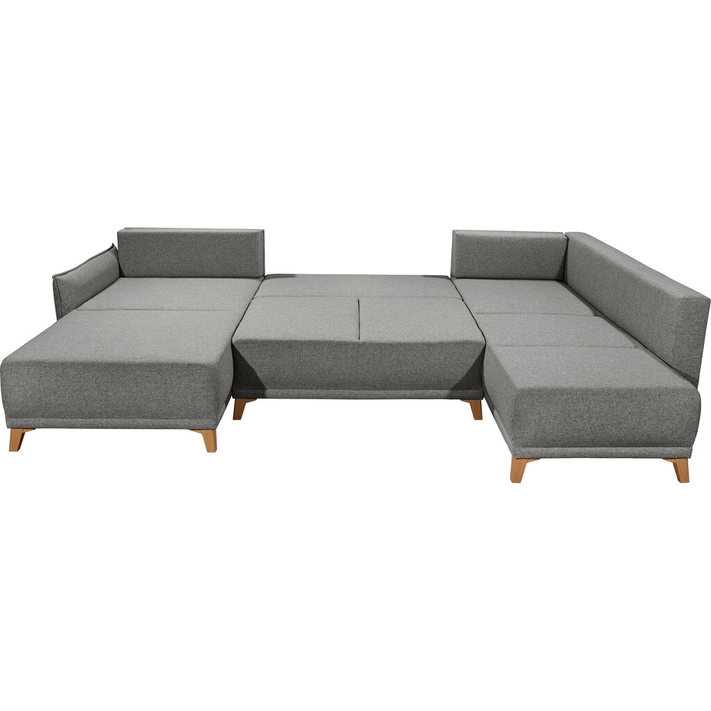 ED EXCITING DESIGN Wohnlandschaft »Pamplona U-Form« mit Bettfunktion Bettkasten Rücken- und Zierkissen frei im Raum kaufen Kostenloser Versand