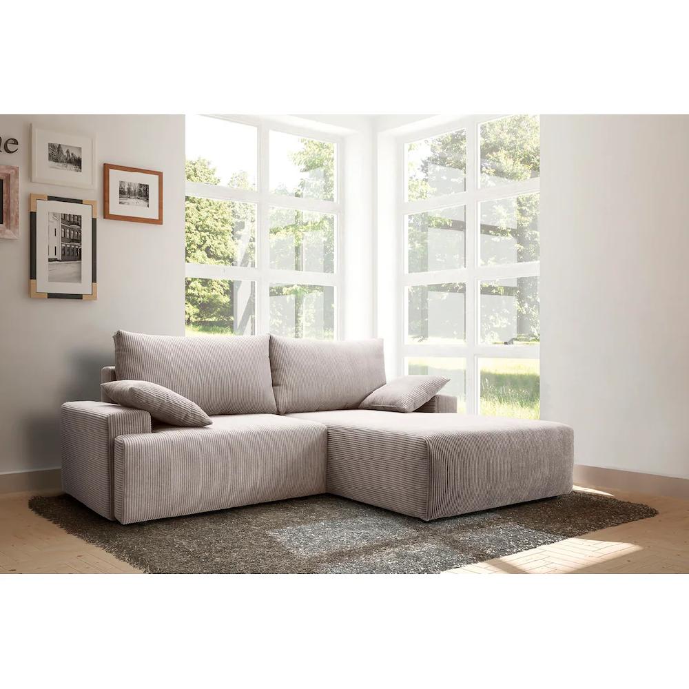 exxpo - sofa fashion Ecksofa »Orinoko aktuelles Design und hoher Sitzkomfort L-Form« inkl. Bettfunktion und Bettkasten schöne Farben im angesagten Cord kaufen