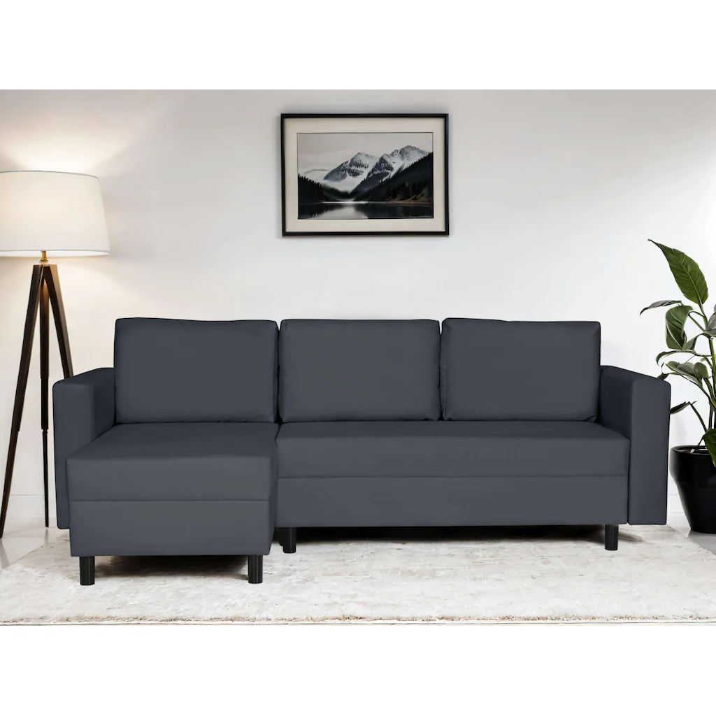 INOSIGN Ecksofa »GLENOE Schlafsofa mit Bettkasten Recamiere beidseitig montierbar« L-Form Maße B/T/H: 230/135/84 5 cm Velvet & Struktur weich