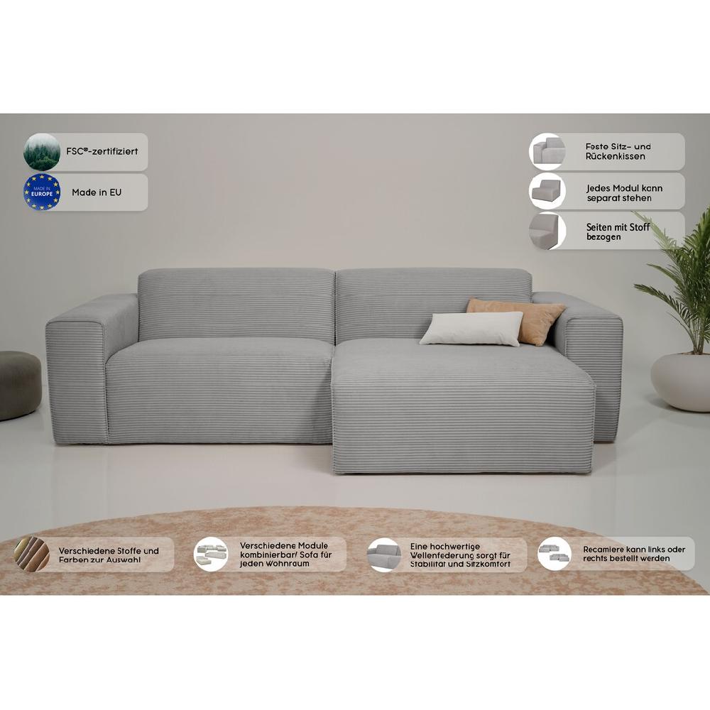 INOSIGN Ecksofa »Koa 228cm L-Form Modulsofa Webstoff Cord« Designsofa in Cord weicher Lounge-Sitzkomfort kaufen zollfrei