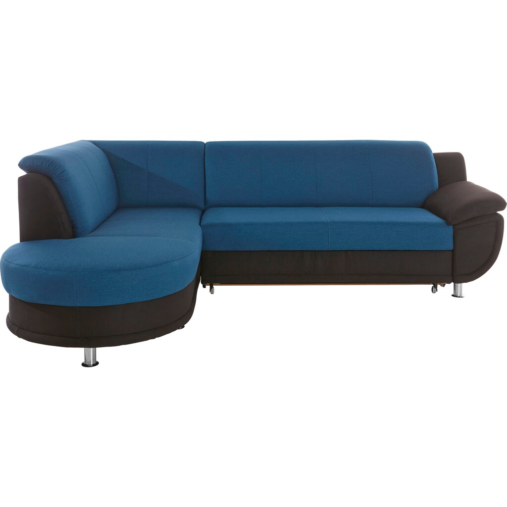 TRENDMANUFAKTUR Ecksofa »Rondo 3 zeitlos und bequem Materialmix breite Armlehnen L-Form« wahlweise mit Federkern für mehr Komfort wahlweise mit Bettfunktion kaufen Rabatte dieses Monats