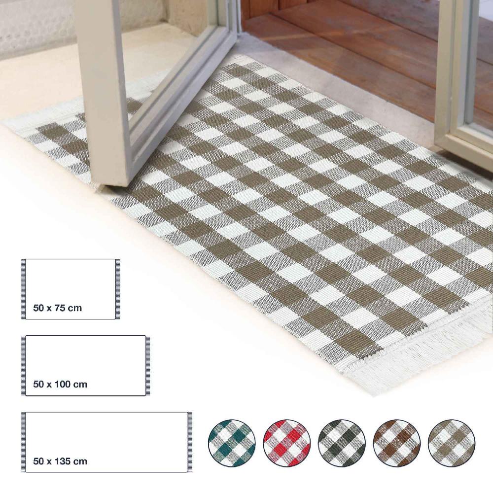 wohndirekt Küchenteppich Matrix Kariert • 100% Baumwolle • 3 Größen Sonderangebot