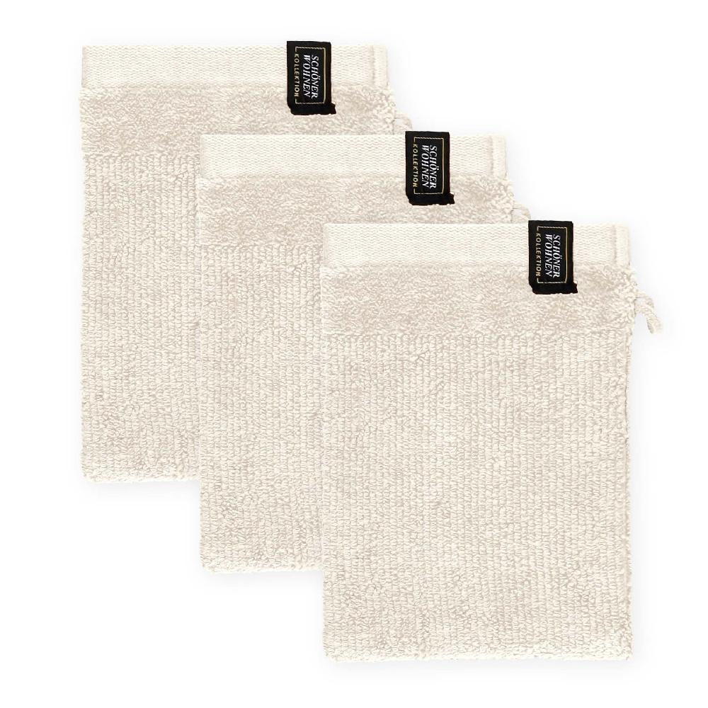 wohndirekt Waschhandschuh 3er Set mit Velourborte 16 x 21 cm