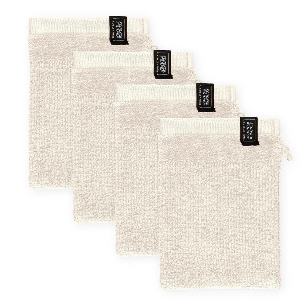 wohndirekt Waschhandschuh 4er Set mit Velourborte 16 x 21 cm