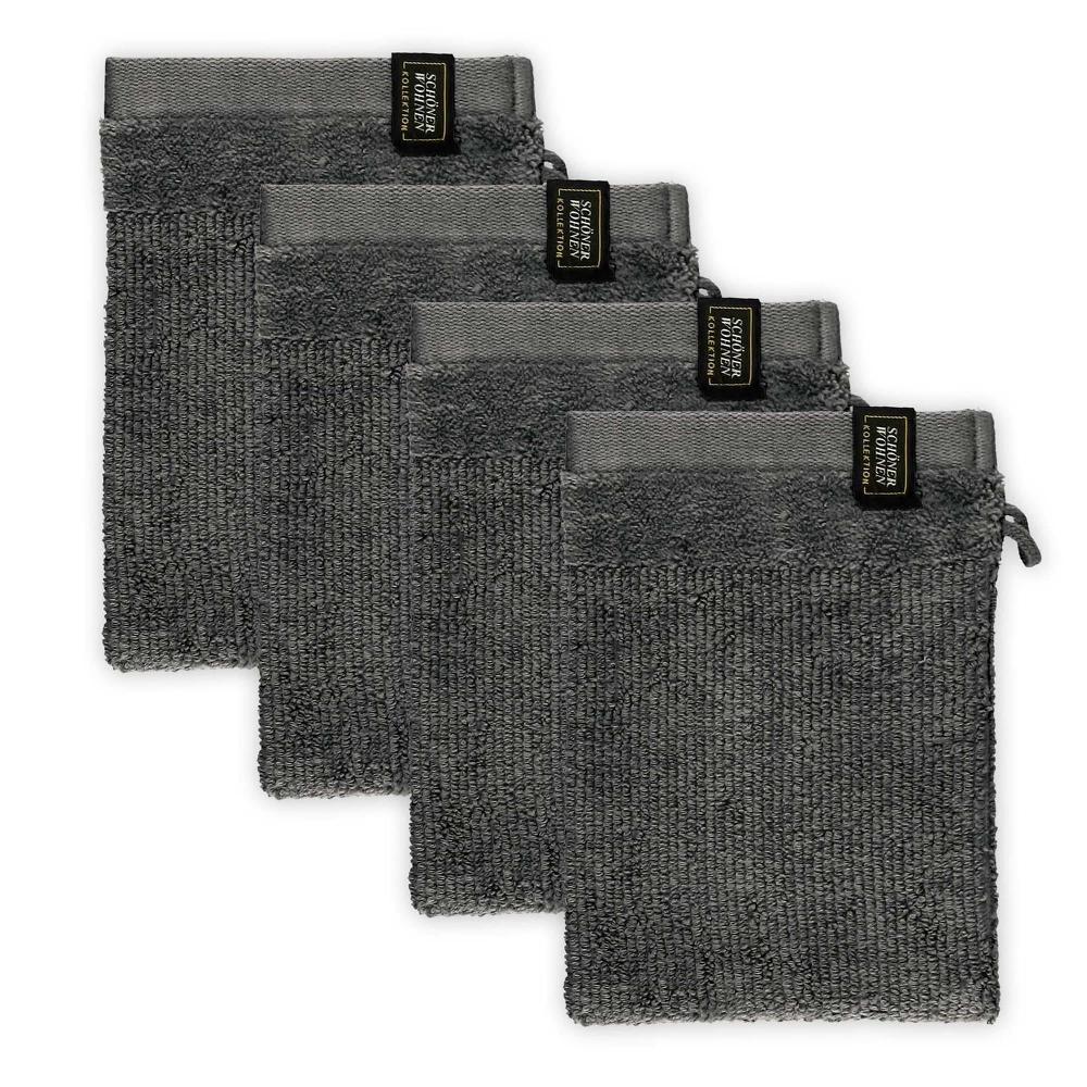 wohndirekt Waschhandschuh 4er Set mit Velourborte 16 x 21 cm 50% Rabatt mit kostenlosem Versand