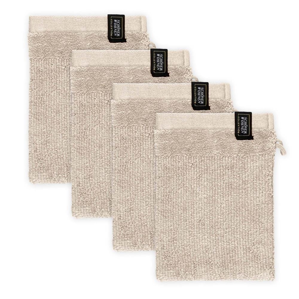 wohndirekt Waschhandschuh 4er Set mit Velourborte 16 x 21 cm 50% Rabatt mit kostenlosem Versand