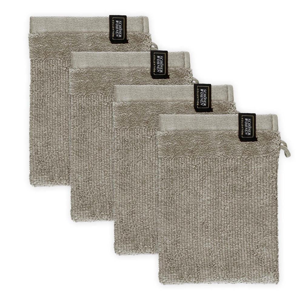 wohndirekt Waschhandschuh 4er Set mit Velourborte 16 x 21 cm 50% Rabatt mit kostenlosem Versand