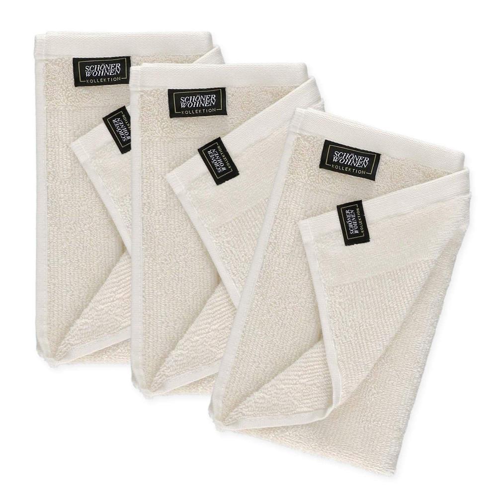 wohndirekt Gästehandtuch 3er Set mit Velourborte 30 x 50 cm