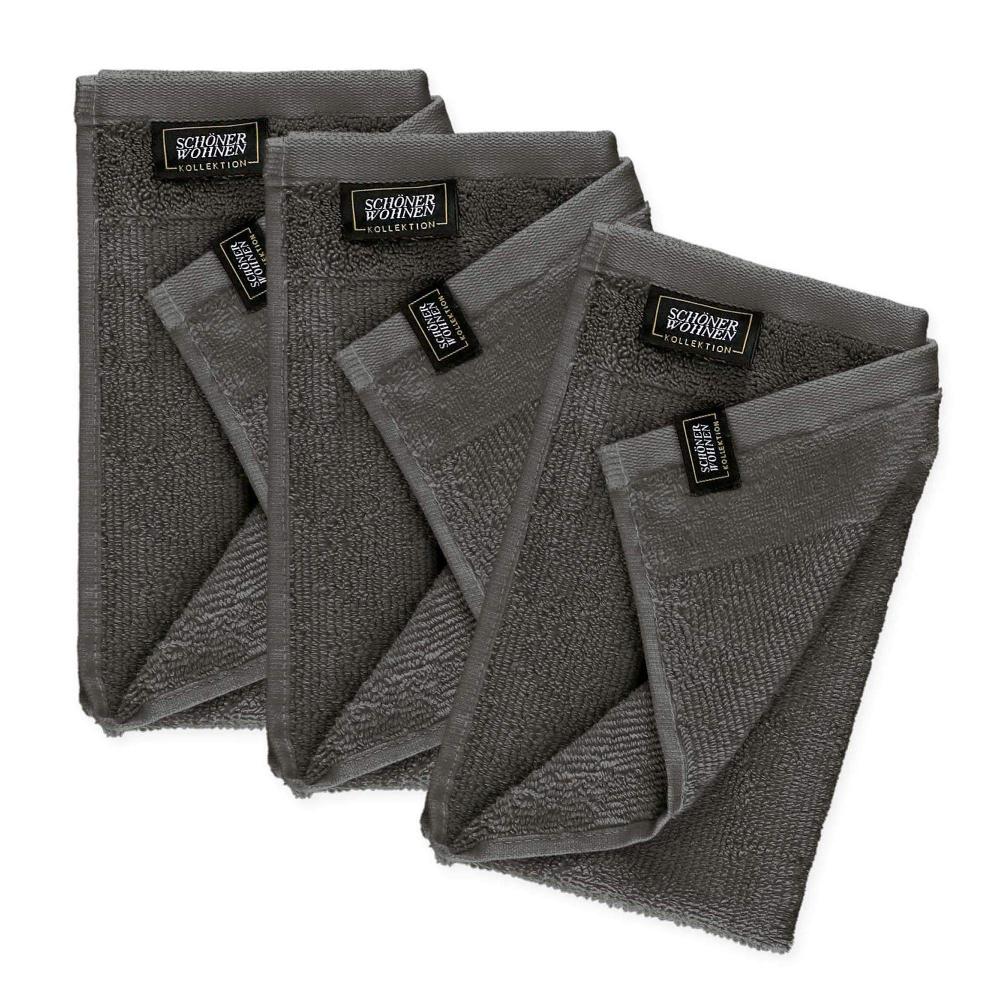 wohndirekt Gästehandtuch 3er Set mit Velourborte 30 x 50 cm Clearance-Verkauf