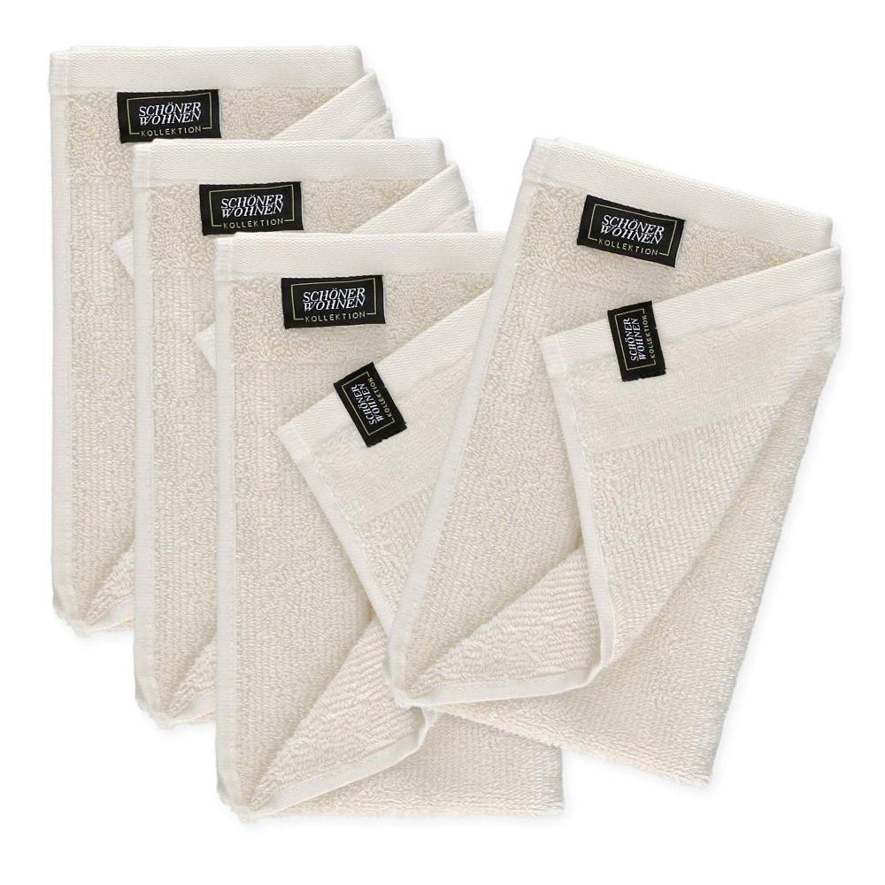 wohndirekt Gästehandtuch 4er Set mit Velourborte 30 x 50 cm