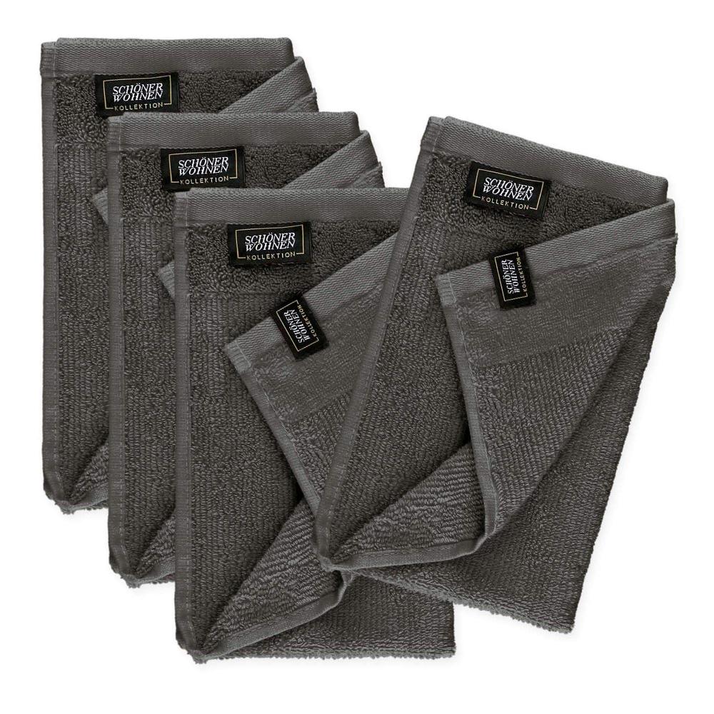 wohndirekt Gästehandtuch 4er Set mit Velourborte 30 x 50 cm zollfrei