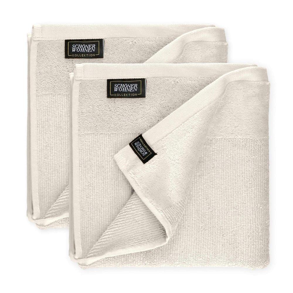 wohndirekt Handtuch 2er Set SENSE mit Velourborte 50 x 100 cm