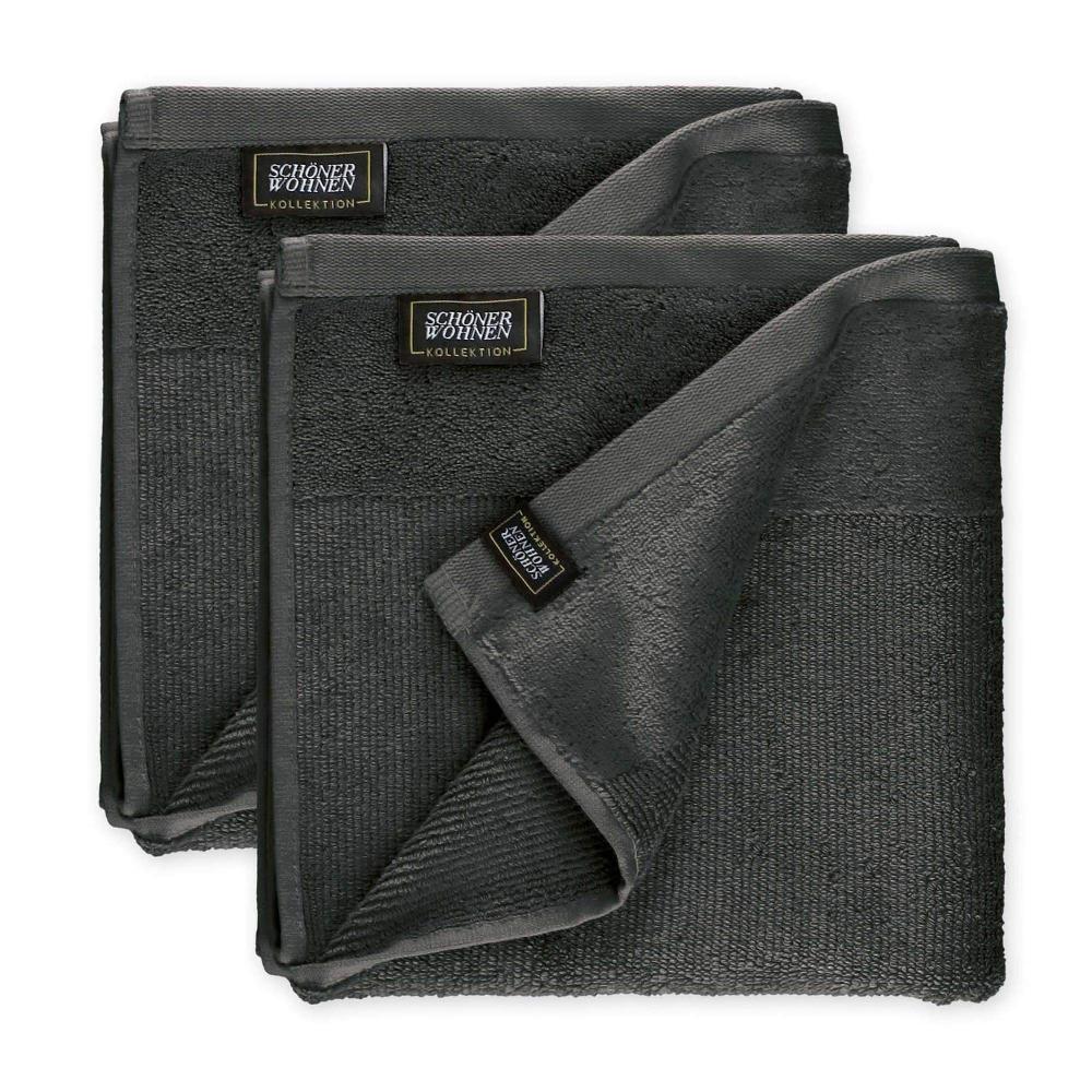 wohndirekt Handtuch 2er Set SENSE mit Velourborte 50 x 100 cm Rabatte dieses Monats