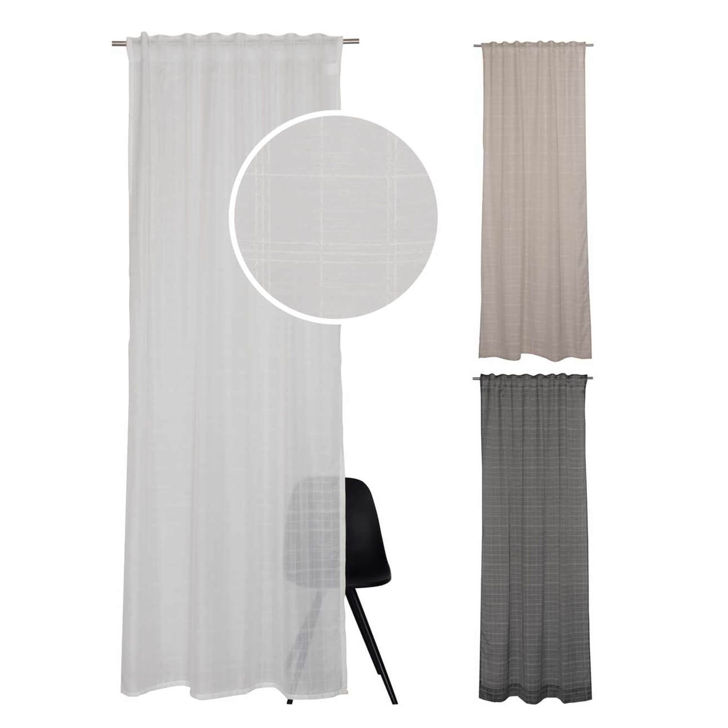 wohndirekt Transparenter Vorhang Jil • mit verdeckten Schlaufenband • aus recycelten Garnen • 130 x 250 cm