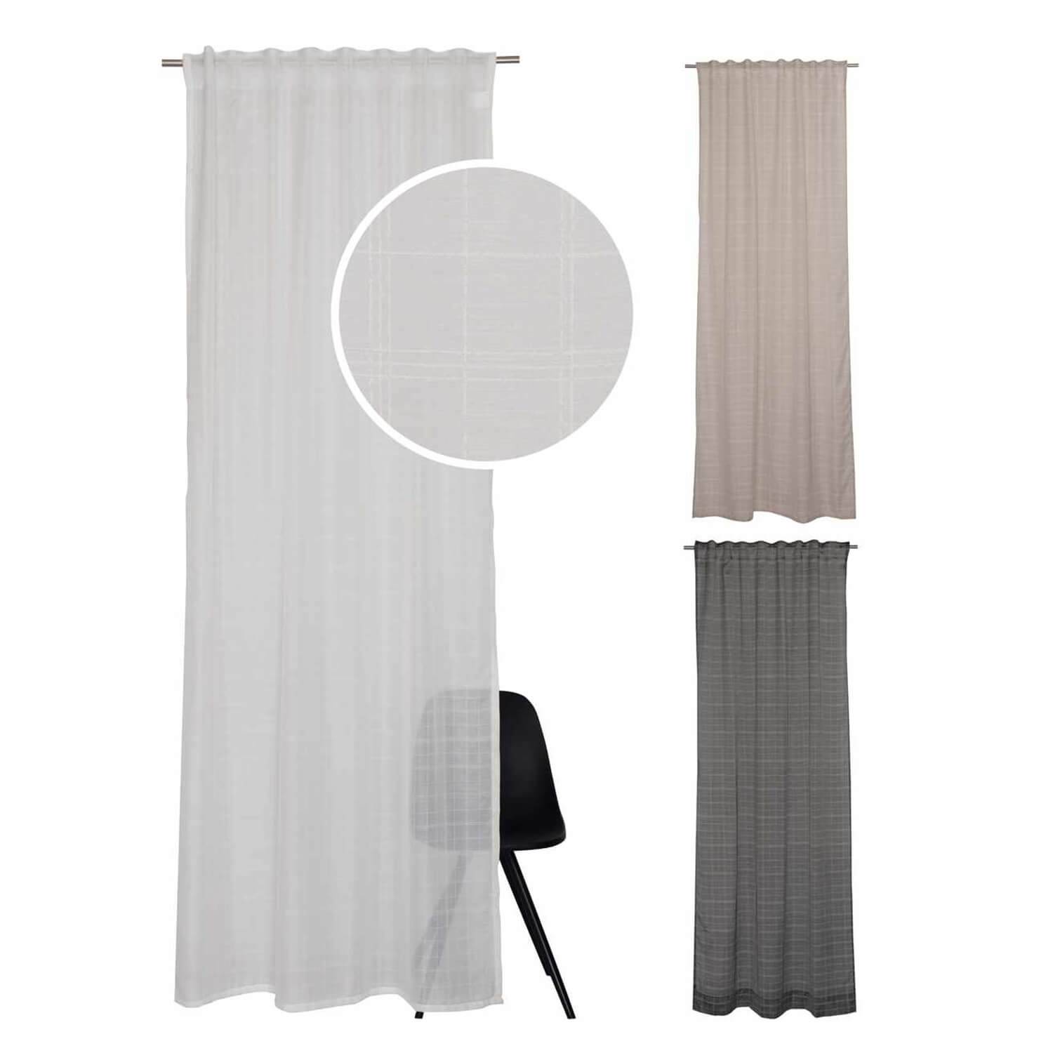 wohndirekt Transparenter Vorhang Jil • mit verdeckten Schlaufenband • aus recycelten Garnen • 130 x 250 cm Discount Store für neue Produkte