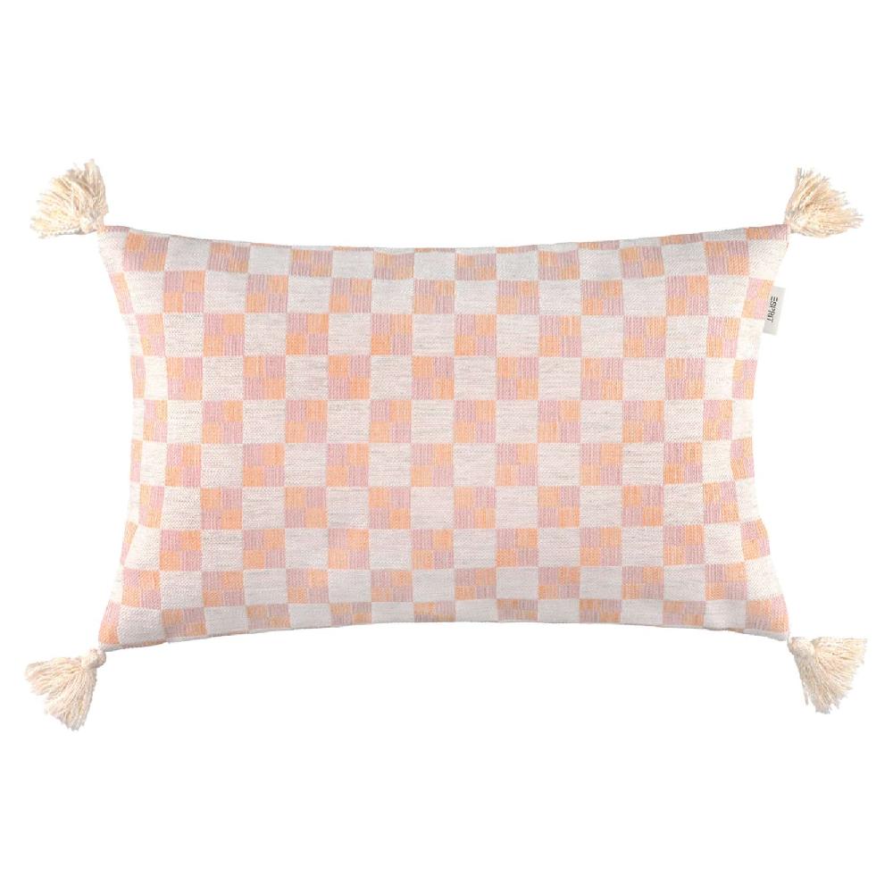 wohndirekt Kissen Bailey mit Quasten und Karomuster 30x50 cm