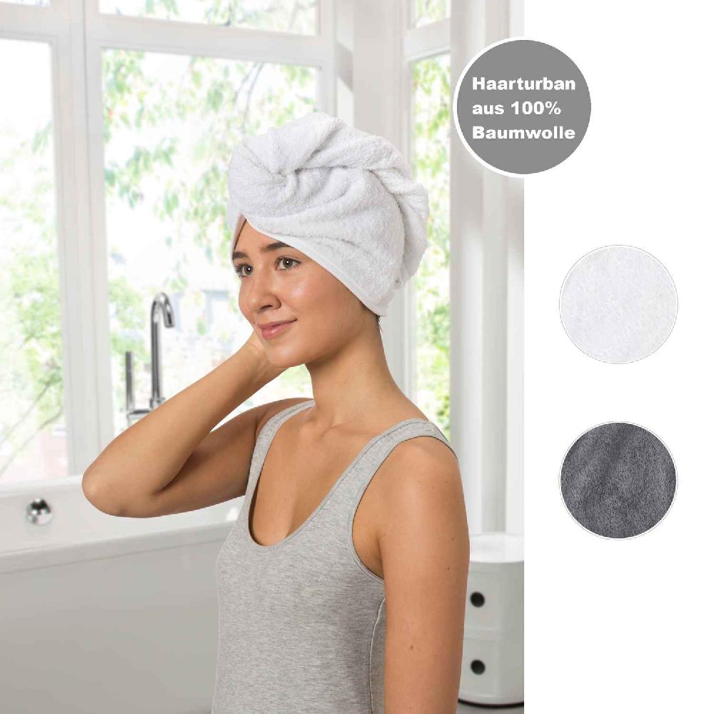 wohndirekt Haarturban aus 100% Baumwolle mit Knopfverschluss