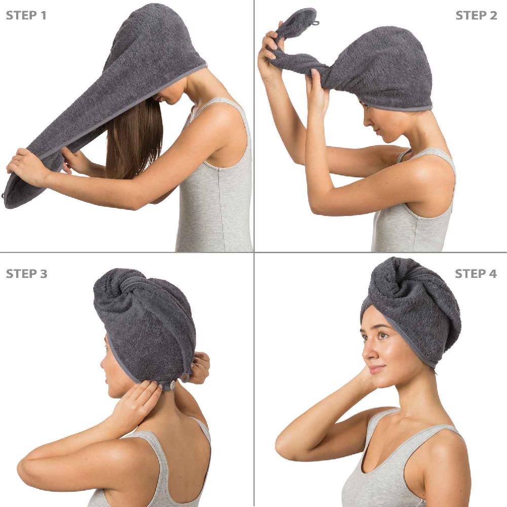 wohndirekt Haarturban aus 100% Baumwolle mit Knopfverschluss Exklusivangebot