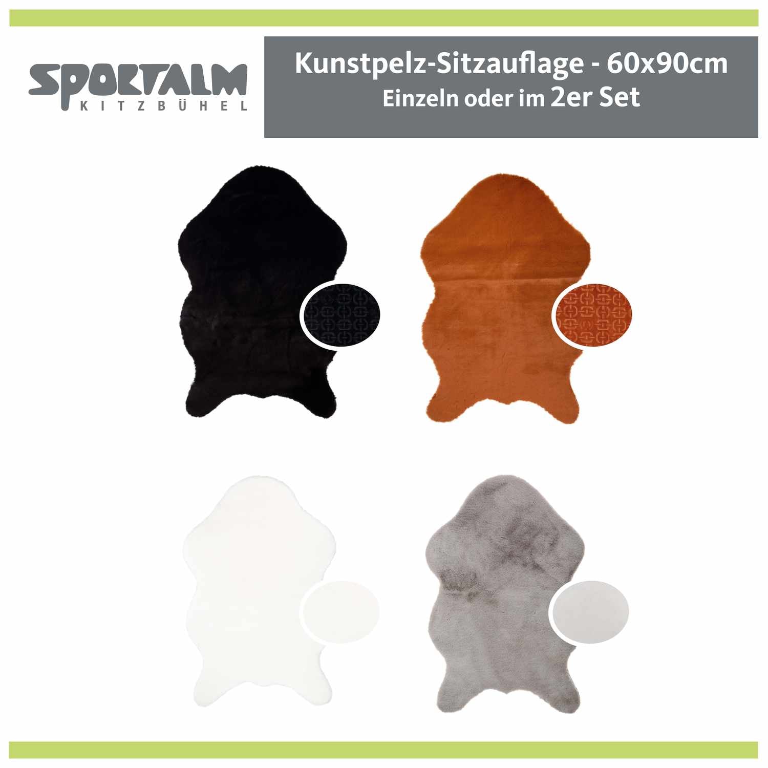 wohndirekt kuschelige Sitzauflage • einfarbiges Kunstfell • waschbar • 60 x 90 cm