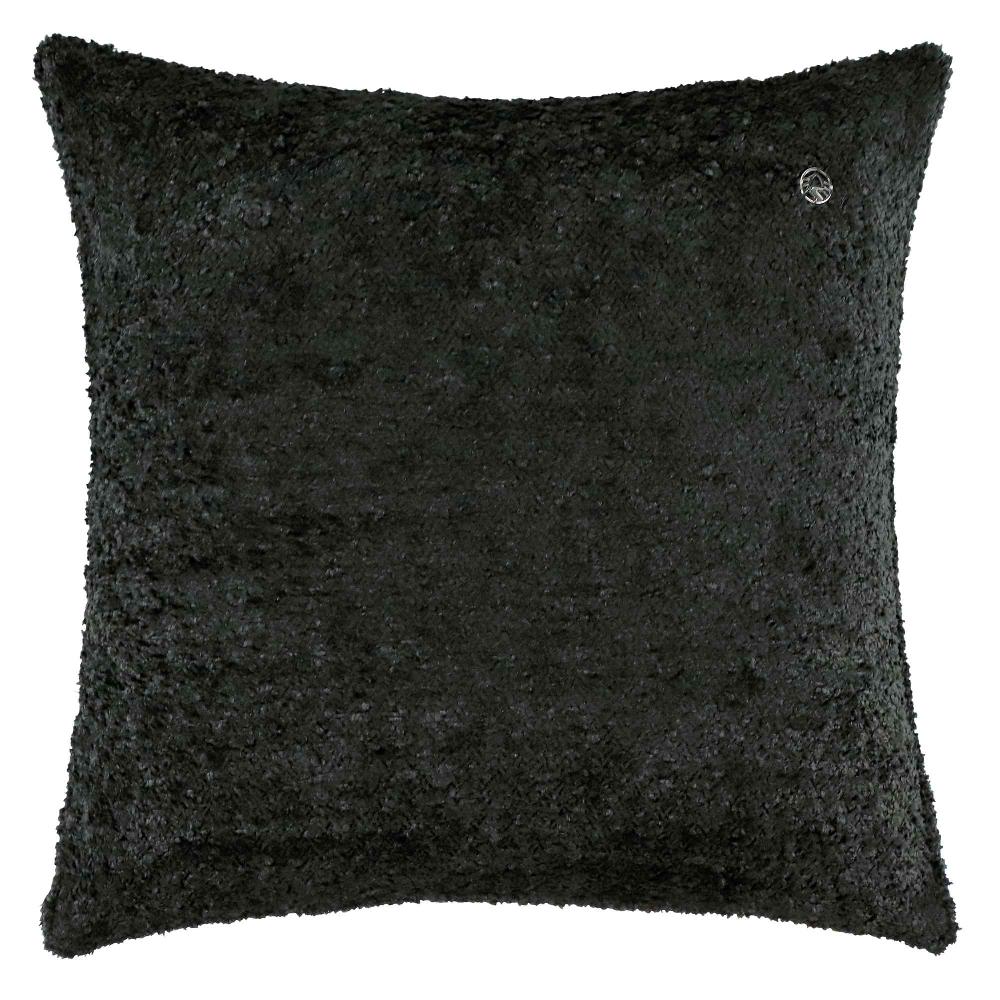 wohndirekt Stilvolle Bouclé-Zierkissenhülle mit Paspel und silbernem Signet 45x45cm Letzte 3 Tage