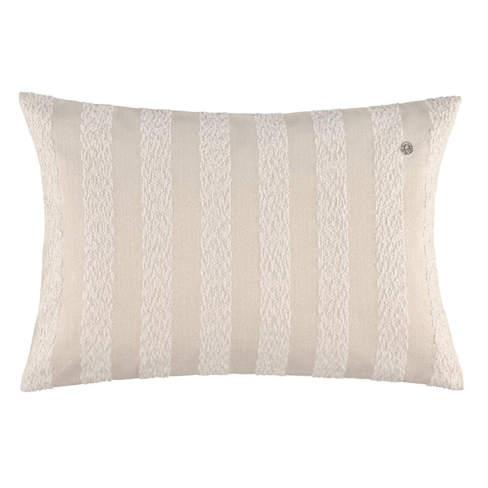 wohndirekt Moderne Kissenhülle mit Bouclègarn-Blockstreifen und elegantem Silber-Logo 38x58cm JETZT KAUFEN
