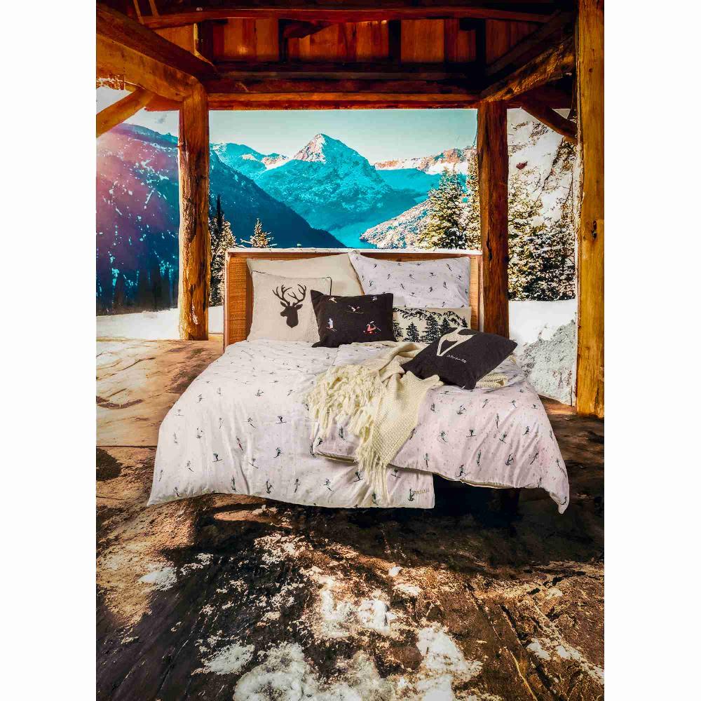 wohndirekt Sportliche Eleganz mit Satin Bettwäschegarnitur und Skifahrer-Motiv (135x200 cm 140x200 cm 155x220 cm) und Metallic-Details Bis zu 60% Rabatt